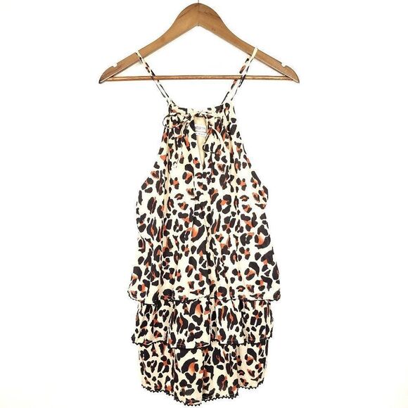 Urban Outfitters Kendal Animal Print Tiered Romper Size Small - Picture 1 of 8
